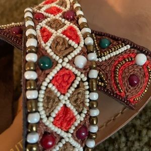 LAST CHANCE! Donating 1/16. Chinese Laundry Flats/Sandals w/ Tapestry & Beading